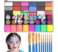 Zefphxs Pintura Cara Niños, 42 Colores Pintacaras Infantil con 11 Pinceles, Pintura de Cara para Niños Seguridad No Tóxica, Pinturas Cara para Niños para Niños Halloween Fiestas Cosplay Semana Santa