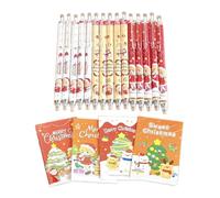 Zegaqae Juego de útiles escolares navideños, Papá Noel, dibujos animados, bolsa sorpresa con cuadernos para niños, para festivales, recompensas de clase, comienzo escolar, aulas, fiestas escolares y