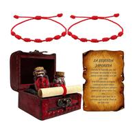 Zegaqae Pulsera Para Pareja Hiloes Rojo Del Destino: Viene Con Un Pergamino Legendario De Un Cofre Del Tesoro | Pulsera Para Él Y Para Ella Hiloes Rojo Dels Destino | Para Parejas Novias Novios