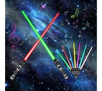 Zehan Zitong 2 Piezas Espada Láser de Juguete,Espada láser para niños,espada láser de doble cuchilla,Sable de luz Juguete,Espada Laser 7 Colores con Sonido, para Navidad Halloween Regalos Cosplay