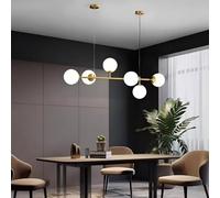 ZEHUILT LáMpara Colgante Lineal Moderna, LáMpara De ArañA Sputnik De 6 Luces, Empotrada, Para Comedor, Cocina, Isla Sobre Mesa, Blanco