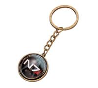 ZEIA3 Llavero con colgante N7 inspirado en Mass Effect de cristal vintage redondo de plata, joyería de joyería, blanco, L, marrón, 25