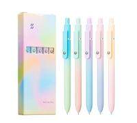 ZEID Gradient Gel Pen Set, 5Pcs Press Type Quick Drying Carbon Gel Pens with Fidget Ball, 0.5mm Black Ink Pens for Journaling Note Taking (1 Set A)