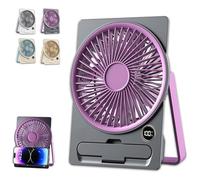 ZEID Ultra Slim Card USb Rechargeable Mini Fan, Hanging Standing Ultra-Quiet Portable Mini Use Desk Fan 180° Tilt Folding, for Students and Travelers (Purple)
