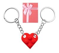 Zeihoo Llaveros Pareja, Llavero de Corazón, Con Caja de Regalo, Llavero Forma de Corazón Pequeño Heart Keychain Red Llavero de Corazón de Ladrillo para Parejas, San Valentin, Aniversario, 2Pcs