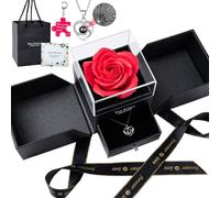 Zeihoo Regalo Dia de la Madre, Rosa Eterna, Regalos para Ella, Caja de Regalo de Rosa Preservada con Collar, Llavero y Tarjetas de Felicitacion, para Mujer, Novia, Hermana, Madre, Amigo, Abuela