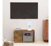 Zeiquah Mueble para TV (madera de roble ahumado, 60 x 24 x 32 cm, con espacio de almacenamiento, versátil como estantería para medios o libros, ideal para salón, oficina y habitación infantil)