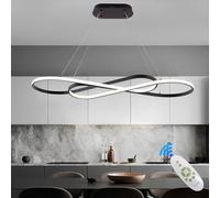 Zeistry Lampara Colgante Cocina LED Moderna L100cm Lampara Techo Colgante Negro Regulable con Control Remoto Lampara Comedor lineal, Iluminación Colgante regulable altura para Comedor Cocina Oficina