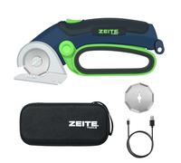 ZEITE Tijeras eléctricas inalámbricas de 4 V, cortador de cartón con 2 cuchillas, caja de almacenamiento, cable de carga USB, cortador giratorio de alimentación, corte máximo de 1/4 pulgadas, para