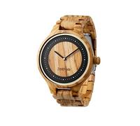 Zeitholz Reloj de Madera para Hombre de la Marca Modelo Dohma, Hecho a Mano de 100% de Madera de Olivo Natural y Movimiento de Cuarzo - Reloj analógico y Ligero de Madera para Hombres