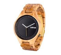 Zeitholz Reloj de Madera para Hombre Modelo Stolpen 42mm, Fabricado en Madera de Palisandro Natural y Movimiento de Cuarzo - Reloj analógico y Ligero para Hombres (Olivo)