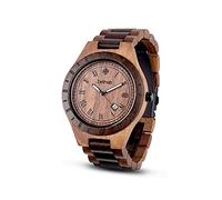 Zeitholz Reloj de Madera para Hombre Modelo Zittau, Hecho a Mano de 100% de Madera de Nogal Natural, Movimiento de Cuarzo y manecillas luminiscentes (Nogal y sándalo)