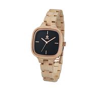 Zeitholz Reloj de Madera para Mujer, Reloj analógico colección Rosswein 32mm, Fabricado en Madera de Bamboo con Movimiento de Cuarzo Japonés (Beige)