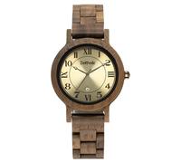 Zeitholz Reloj de Madera para Mujer, Reloj analógico Wolkenstein 36mm, Fabricado en Madera de Nogal con Movimiento de Cuarzo Japonés y Calendario mensual (Nogal)