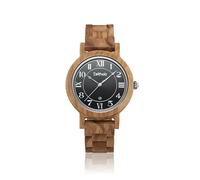 Zeitholz Reloj de Madera para Mujer, Reloj analógico Wolkenstein 36mm, Fabricado en Madera de Nogal con Movimiento de Cuarzo Japonés y Calendario mensual (Olivo)
