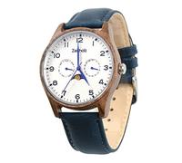 Zeitholz Relojes de Madera Hombre, Regalo para Hombre, Nueva colección Klitten 42mm analógico con Movimiento de Cuarzo Japonés y Calendario Lunar (Madera de Nogal)