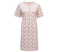 Zeitlos Camisón de manga corta para mujer, diseño de mariposa, con botones, M-2XL, albaricoque, L