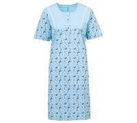 Zeitlos Camisón de manga corta para mujer, diseño de mariposa, con botones, M-2XL, azul claro, M
