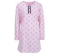 Zeitlos Camisón de manga larga para mujer, con lazo y minitapón, M-2XL, Rosa., M