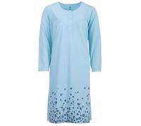 Zeitlos Camisón de mujer de manga larga Romy con flores en el dobladillo, M-2XL, pequeña tira de botones con fruncido en el pecho, azul claro, XXL