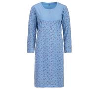 Zeitlos Camisón para mujer, manga larga, ramitas, flores, botones, M-6XL, con botones, azul, 4XL