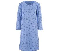 Zeitlos Camisón térmico de manga larga para mujer, con botones, diseño de corazón, azul, L