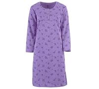 Zeitlos Camisón térmico de manga larga para mujer, con botones, diseño de corazón, Color lila., XL