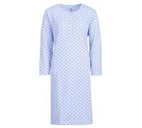 Zeitlos Camisón térmico de manga larga para mujer, diseño de corazones, botones, azul claro, M