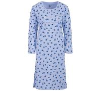 Zeitlos Camisón térmico de manga larga para mujer, diseño de flores, con botones, ribetes, azul, XL