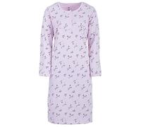 Zeitlos Camisón térmico de manga larga para mujer, diseño floral con botones y ribetes, Rosa., M