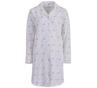 Zeitlos Camisón térmico para mujer, invierno, suave, estampado floral, botones, blanco hueso, XXL