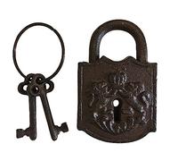 zeitzone Deko Candado Puerta Cerradura + 2 Llaves Nostalgie Hierro Fundido Antiguo Estilo de Color marrón