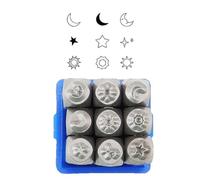 Zeiwohndc 9 perforadores de metal con estrella de sol, herramienta de perforación de cuero, herramienta de sello en relieve para hacer joyas, grabado, herramientas de estampado de metal para