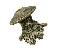 Zeiwohndc Colgantes de latón con forma de calavera con cuerda de paracaídas fuerte, cuerda de paracaídas única para aventureros y entusiastas, compactos de latón, cuchillo de tallado