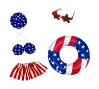 Zeiwohndc Conjunto de bikini con temática de bandera estadounidense para | Conjunto de ropa de playa del Día de la Independencia para decoración de ropa de gansos con gafas de sol de estrella y