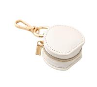 Zeiwohndc Contenedor de almacenamiento de joyas en miniatura para llavero, bolsa de piel sintética impermeable para anillos de boda, collares, aretes, caja de almacenamiento de joyas