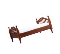Zeiwohndc Elegante figura de madera para cama doble, muebles en miniatura realistas con ropa de cama de tela para exhibición de escena de casa de muñecas de 1/12