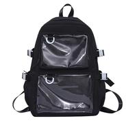 Zeiwohndc Itabag Mochila de nailon con cremallera y bolsillos transparentes, mochila japonesa de moda japonesa, correas ajustables, mochila escolar de gran capacidad, mochila transparente Itabag