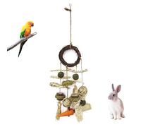 Zeiwohndc Juguete masticable de madera para mascotas, para conejos, hámster, pájaros, entretenimiento, jaula de compromiso, accesorios para colgar, molienda de loros