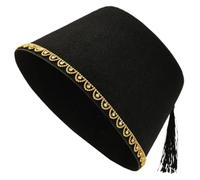 Zeiwohndc Sombrero Fez con flecos tradicionales Tarboosh Gorras para reuniones étnicas, Negro, Talla única
