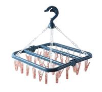 Zeiwohndc Tendedero de ropa con múltiples clips, 32 ganchos, cierres resistentes al viento, para construcción, organización del hogar, esencial, plegable, tendedero para espacios pequeños