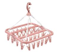 Zeiwohndc Tendedero de ropa con múltiples clips, 32 ganchos, cierres resistentes al viento, para construcción, organización del hogar, esencial, plegable, tendedero para espacios pequeños