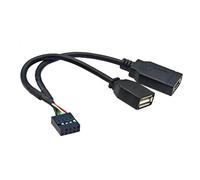 Zeizafa Cable adaptador de PVC de 9 pines a USB + tipo E con diseño de puerto frontal tipo C para USB 2.0 amplias aplicaciones, cable divisor de alimentación USB