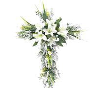 Zeizafa Corona de flores artificiales de Pascua para colgar en la puerta, hermosa corona colorida para celebraciones