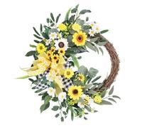 Zeizafa Corona de Pascua artificial con lazo floral de primavera para decoración del hogar, festival, puerta delantera