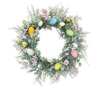 Zeizafa Corona de Pascua decorativa de huevos coloridos para decoración de puerta delantera de granja de primavera