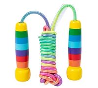 Zeizafa Cuerda de saltar ajustable con mango de madera, cuerda de saltar de 2,5 m/5 m, cuerda ajustable para saltar