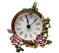 Zeizafa Elegante Reloj De En Miniatura con Mecanismo Silencioso Y Acabado Artístico De Metal Escritorio De Floral para Decoración del Hogar Analógico