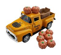 Zeizafa Fall Tiered Tray Decors Farmhouse Metal Truck with Fake Pumpkins Autumn Harvest Pumpkin Thanksgiving Table Decors Retro Metal with Pumpkin Ornament