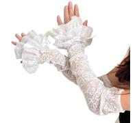 Zeizafa Guantes punk sin dedos de encaje, guantes de muñeca para novia, guantes calentadores de muñeca para Halloween, bailes de máscaras, guantes de graduación